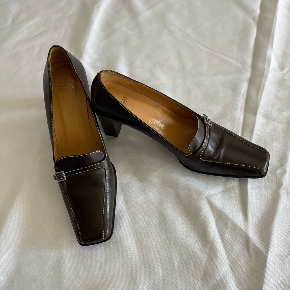 Coach , Made In Italy , Dark Brown Leather Pump , Siz… Gem